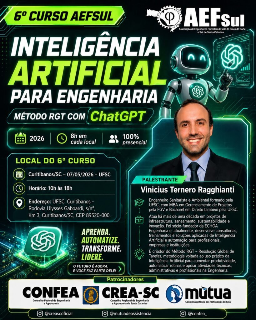 6º CURSO AEFSUL “Inteligência Artificial para Engenharia – Método RGT com ChatGPT”
